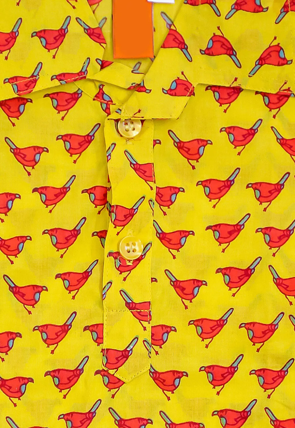 Printed Pure Cotton Kurta Set in Yellow