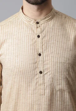 Printed Pure Cotton Kurta in Beige