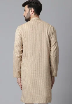 Printed Pure Cotton Kurta in Beige