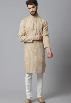 Printed Pure Cotton Kurta in Beige