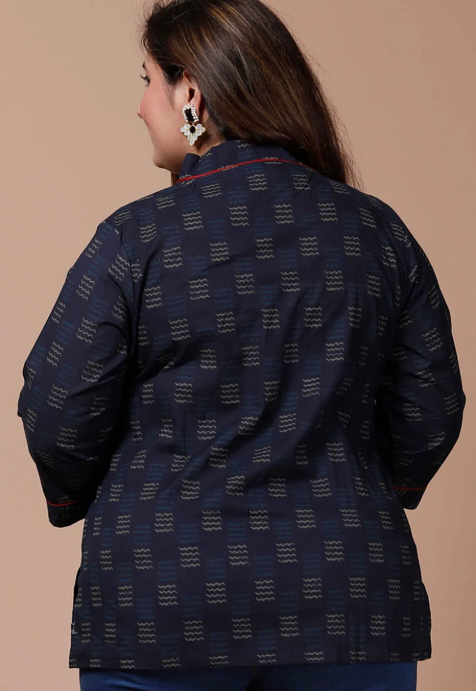 Printed Pure Cotton Kurti in Navy Blue