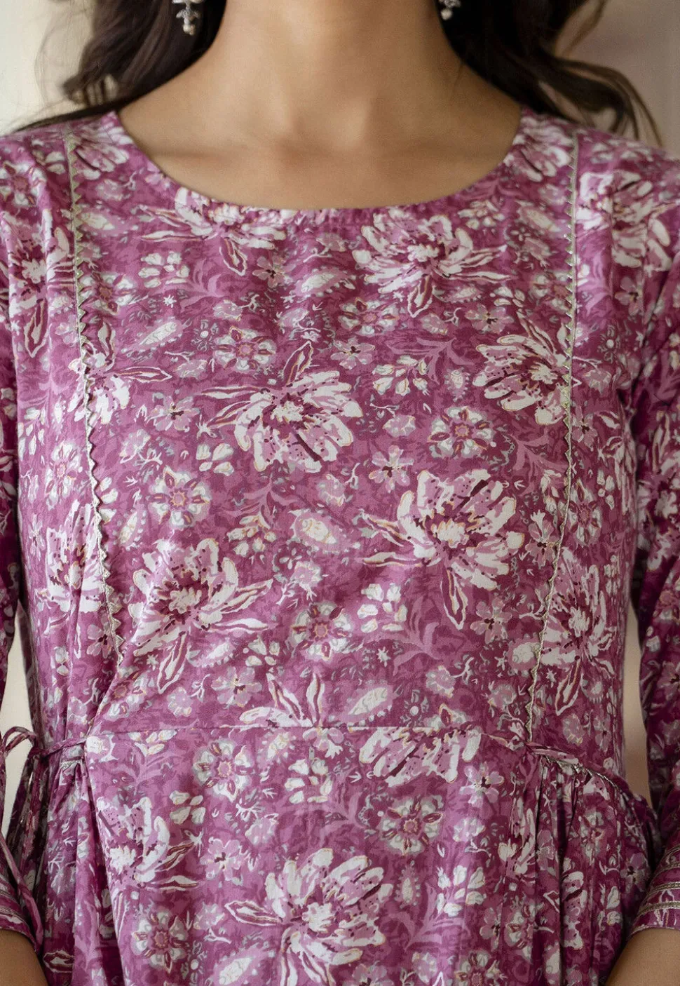 Printed Pure Cotton Maxi Dress in Purple