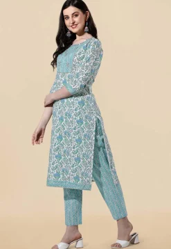 Printed Pure Cotton Pakistani Suit in White