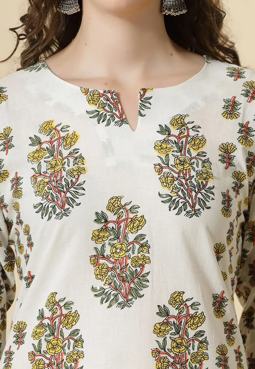 Printed Pure Cotton Pakistani Suit in White