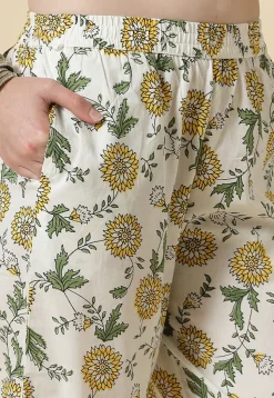 Printed Pure Cotton Pakistani Suit in White