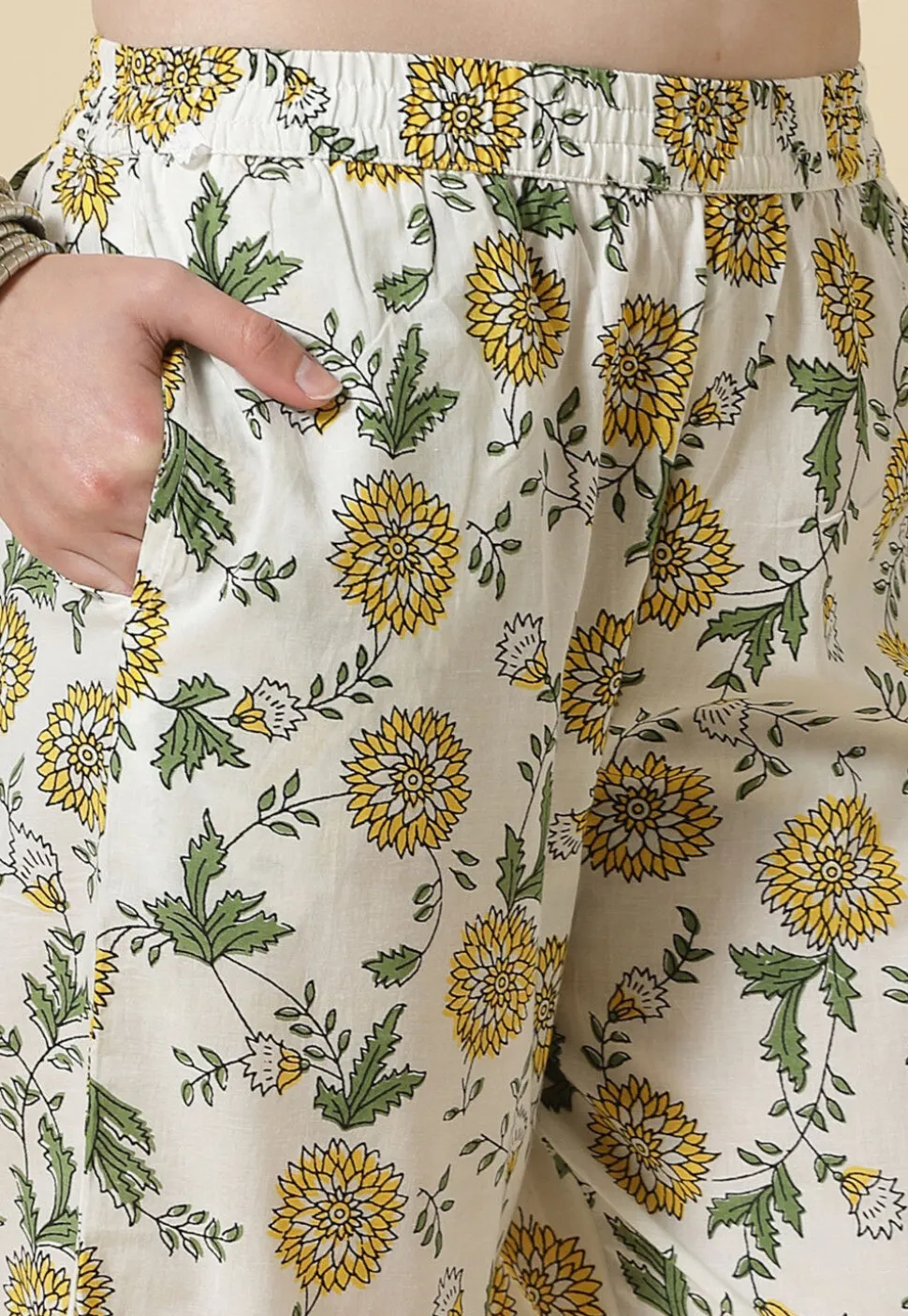 Printed Pure Cotton Pakistani Suit in White