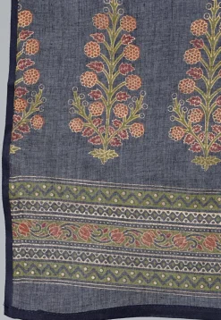 Printed Pure Cotton Pakistani Suit in Dark Blue