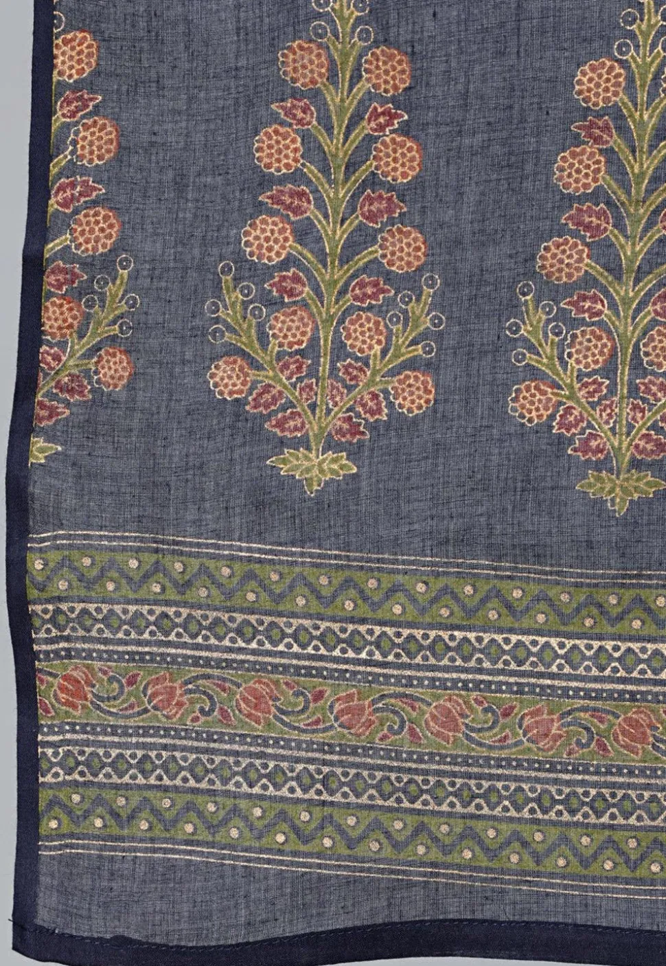 Printed Pure Cotton Pakistani Suit in Dark Blue
