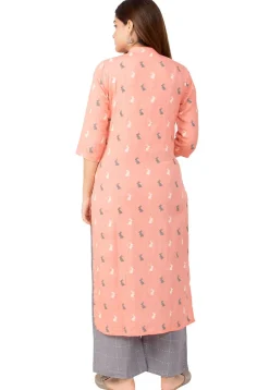 Printed Pure Cotton Pakistani Suit in Peach