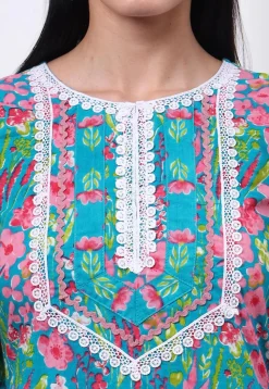 Printed Pure Cotton Pakistani Suit in Blue