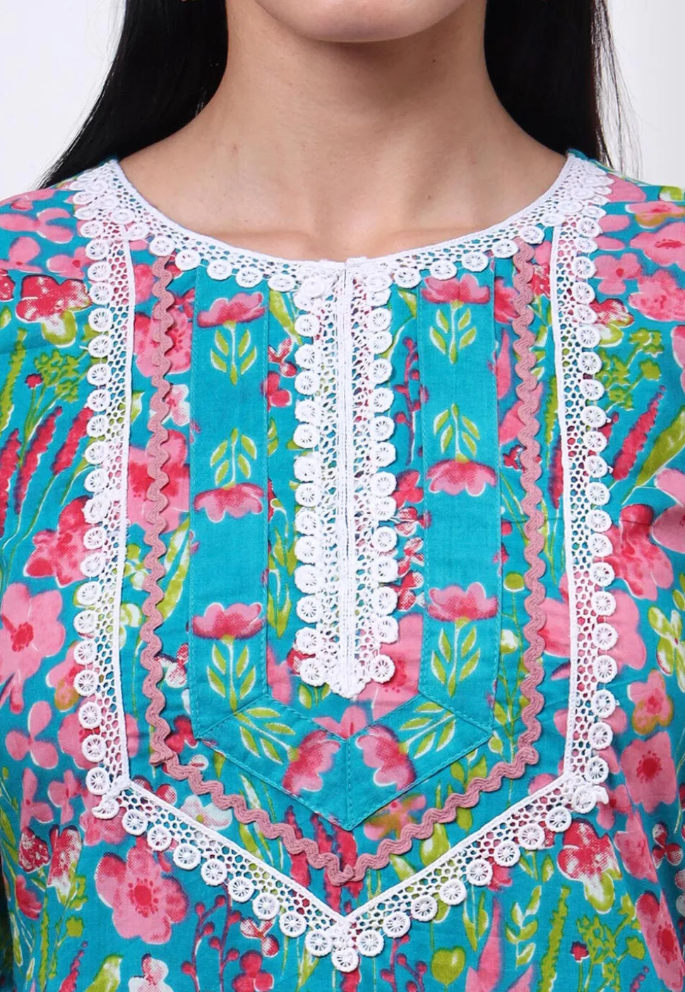 Printed Pure Cotton Pakistani Suit in Blue