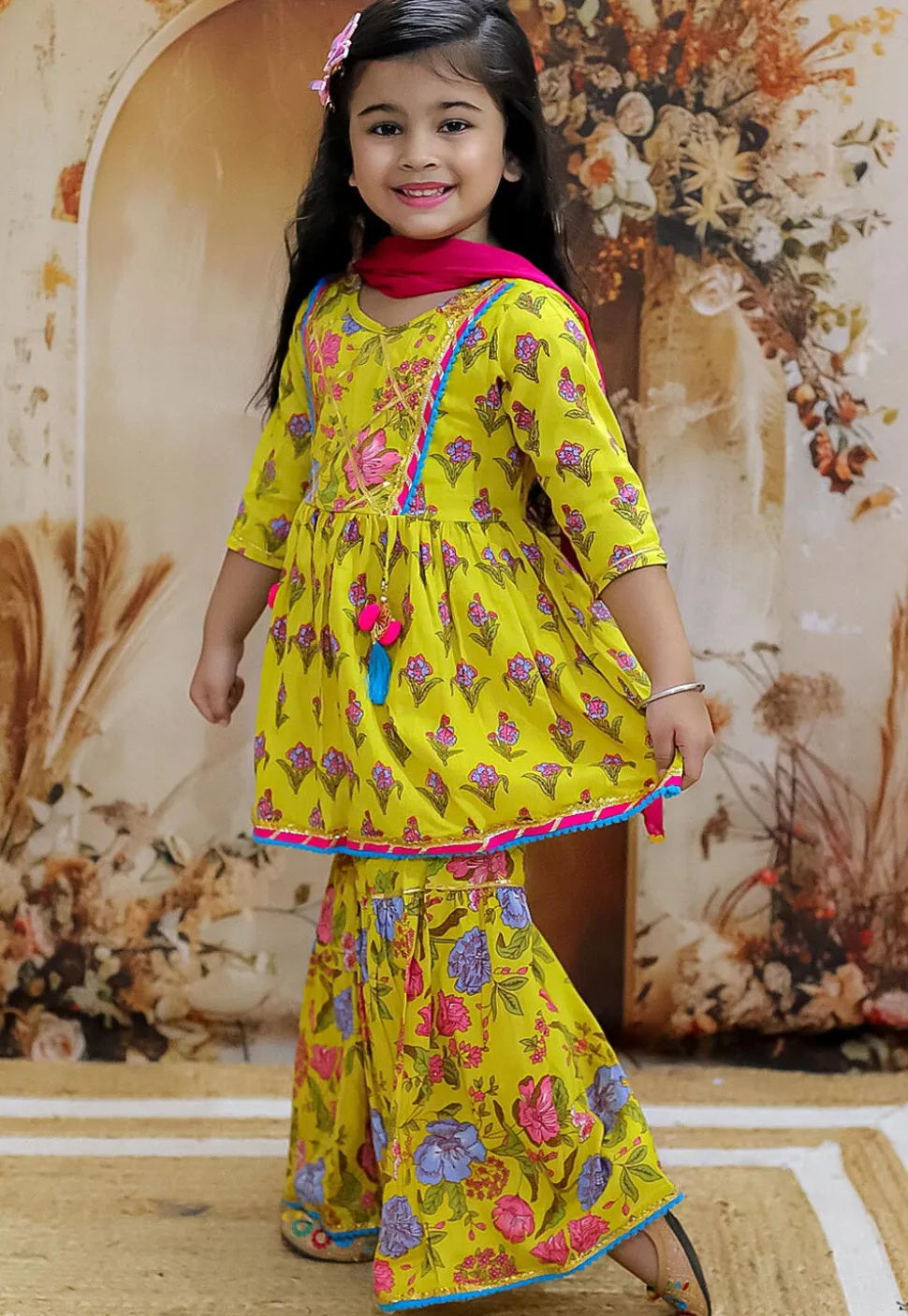 Printed Pure Cotton Pakistani Suit in Yellow
