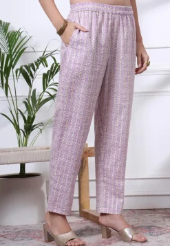 Printed Pure Cotton Pakistani Suit in Light Purple