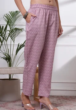Printed Pure Cotton Pakistani Suit in Light Purple