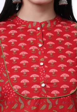 Printed Pure Cotton Pakistani Suit in Red