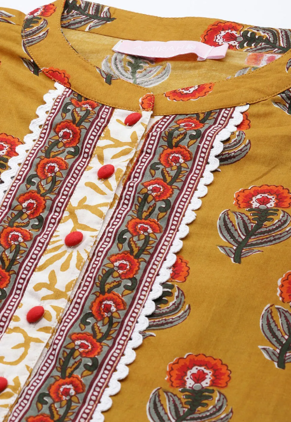 Printed Pure Cotton Pakistani Suit in Mustard