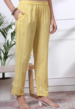 Printed Pure Cotton Pakistani Suit in Yellow