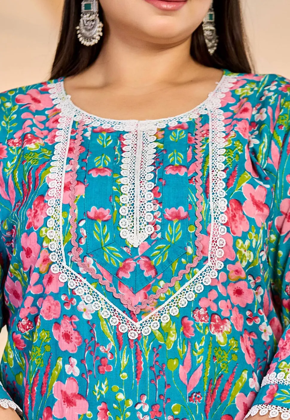 Printed Pure Cotton Pakistani Suit in Blue