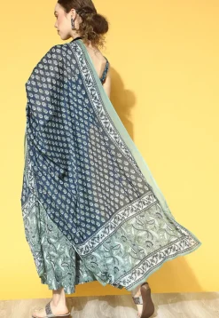 Printed Pure Cotton Pakistani Suit in Blue