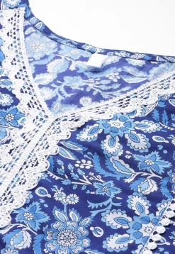 Printed Pure Cotton Pakistani Suit in Blue