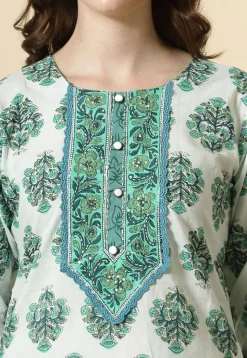 Printed Pure Cotton Pakistani Suit in White