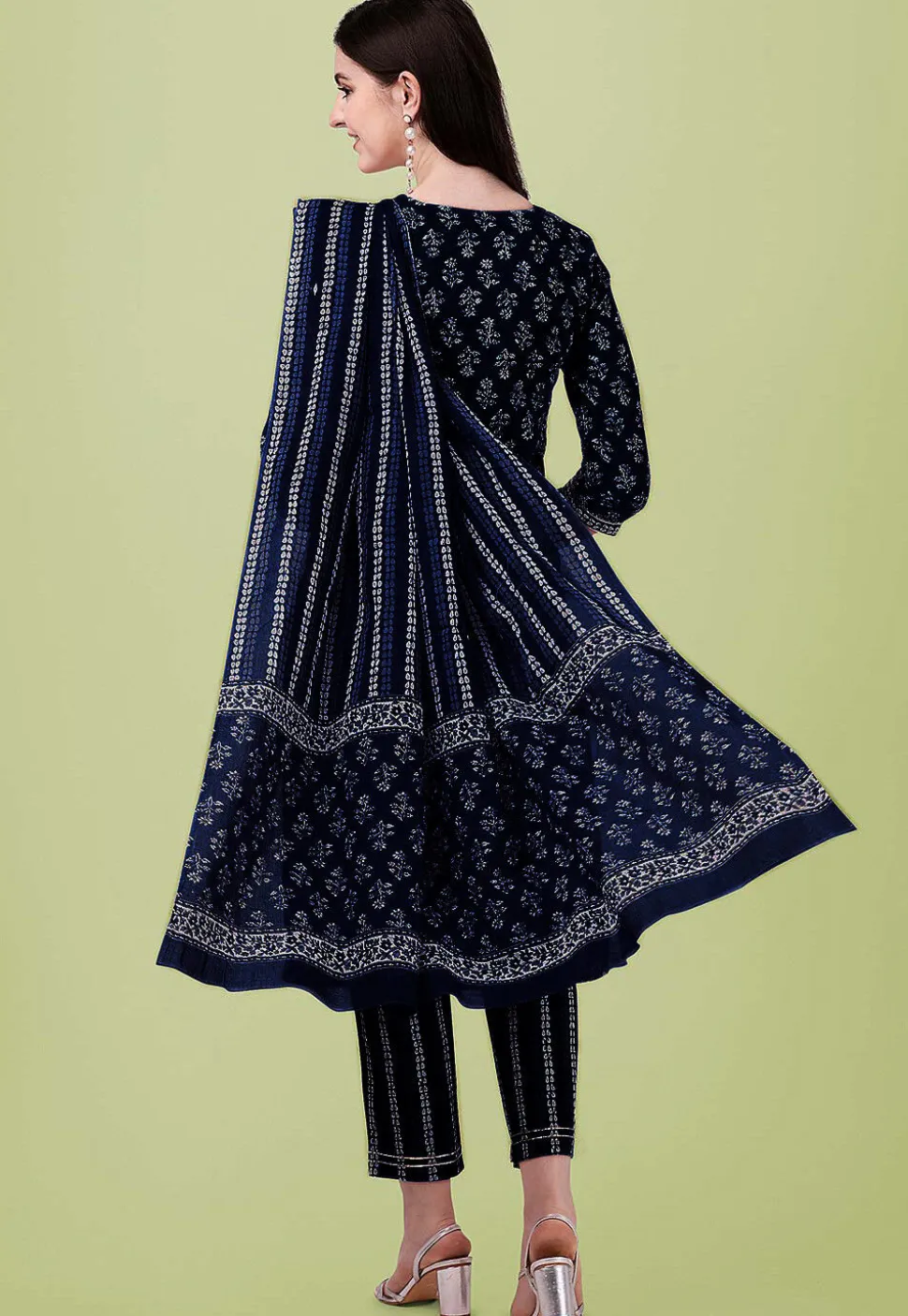 Printed Pure Cotton Pakistani Suit in Navy Blue