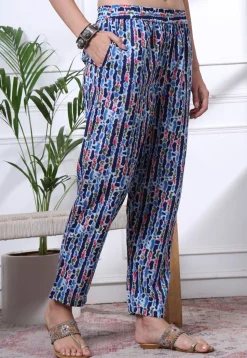 Printed Pure Cotton Pakistani Suit in Navy Blue