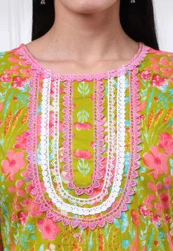 Printed Pure Cotton Pakistani Suit in Green