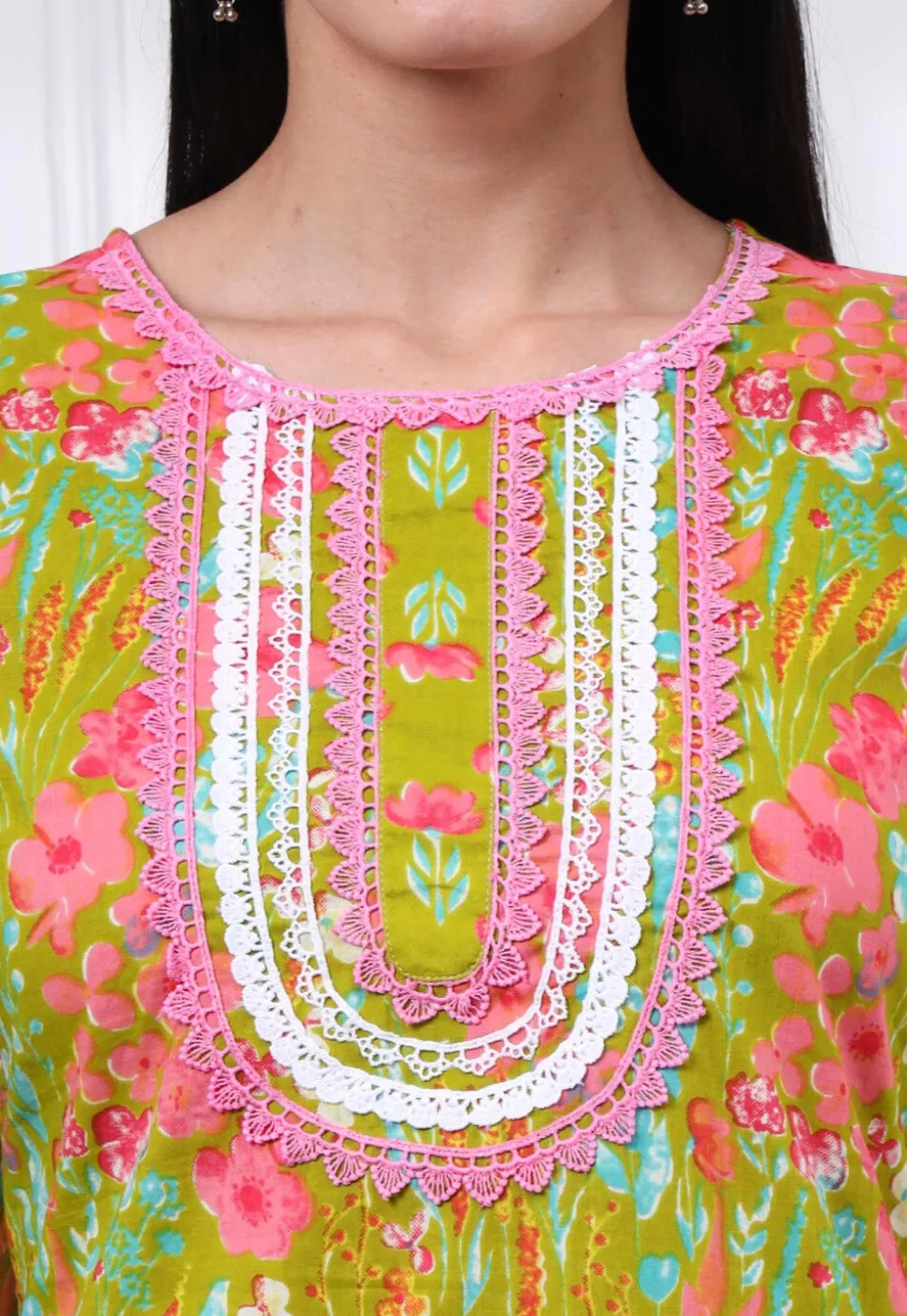 Printed Pure Cotton Pakistani Suit in Green