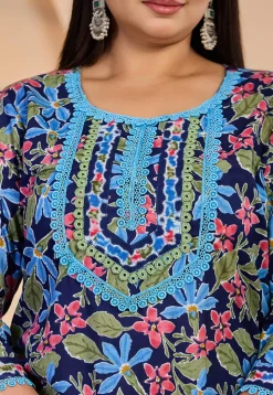 Printed Pure Cotton Pakistani Suit in Navy Blue