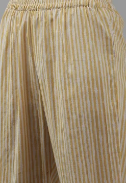 Printed Pure Cotton Pakistani Suit in Light Yellow