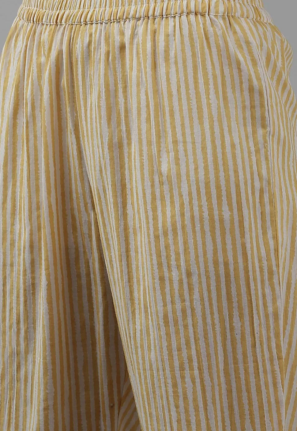 Printed Pure Cotton Pakistani Suit in Light Yellow