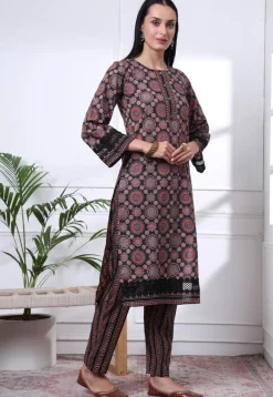 Printed Pure Cotton Pakistani Suit in Black