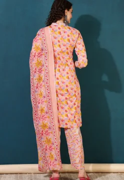 Printed Pure Cotton Pakistani Suit in Peach