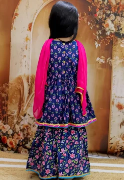 Printed Pure Cotton Pakistani Suit in Navy Blue