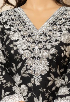 Printed Pure Cotton Pakistani Suit in Black