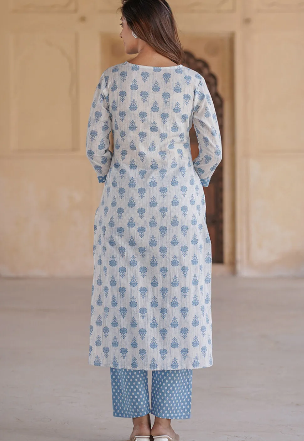 Printed Pure Cotton Pakistani Suit in White