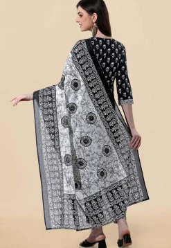 Printed Pure Cotton Pakistani Suit in Black