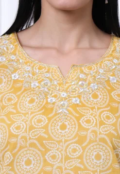Printed Pure Cotton Pakistani Suit in Yellow