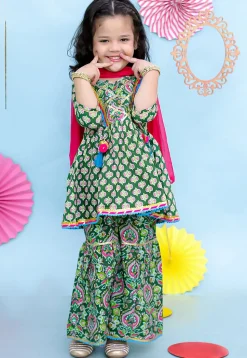 Printed Pure Cotton Pakistani Suit in Green