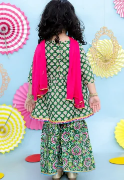 Printed Pure Cotton Pakistani Suit in Green