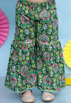 Printed Pure Cotton Pakistani Suit in Green