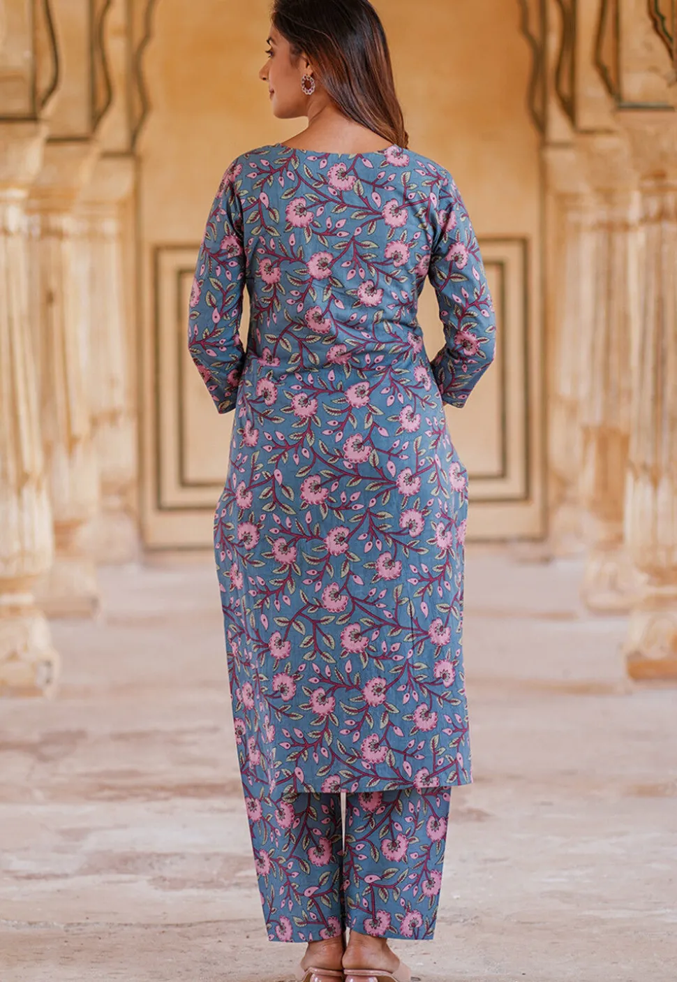 Printed Pure Cotton Pakistani Suit in Blue