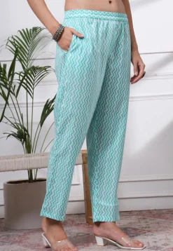 Printed Pure Cotton Pakistani Suit in Sea Green