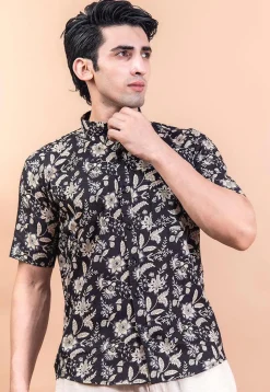 Printed Pure Cotton Shirt in Black