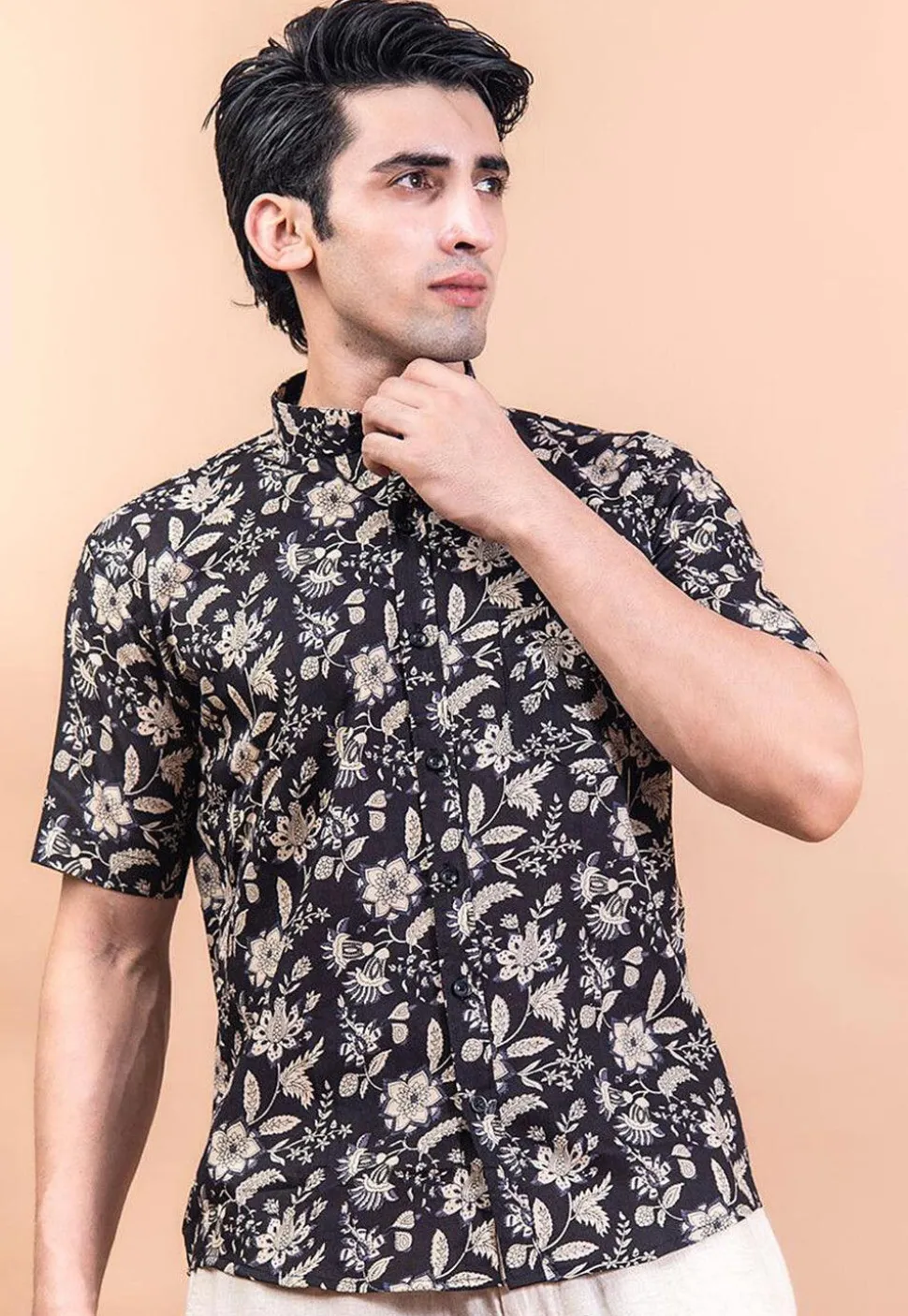 Printed Pure Cotton Shirt in Black