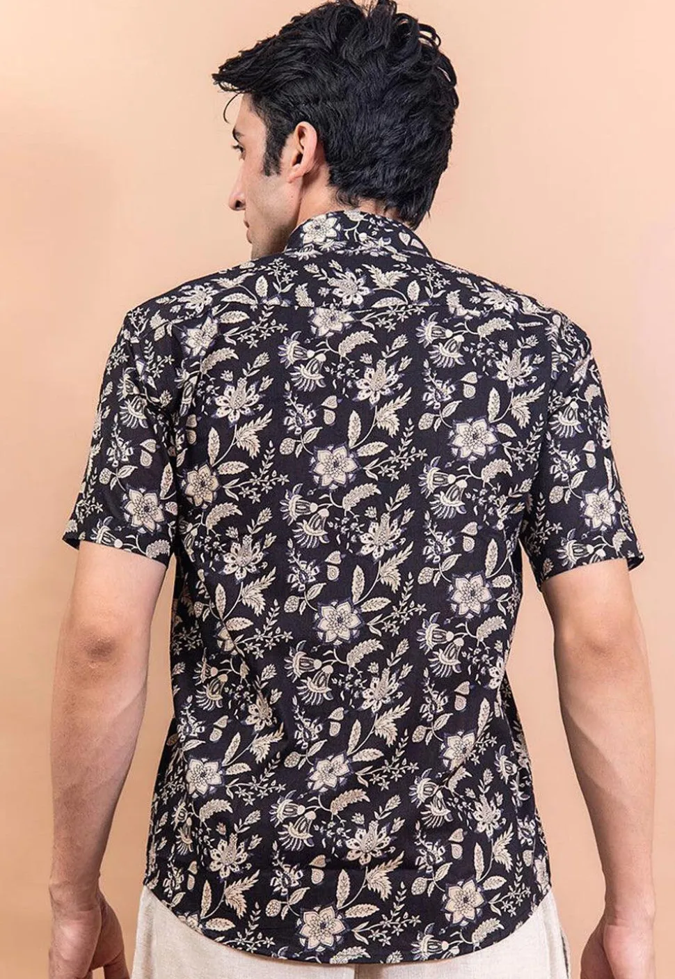 Printed Pure Cotton Shirt in Black