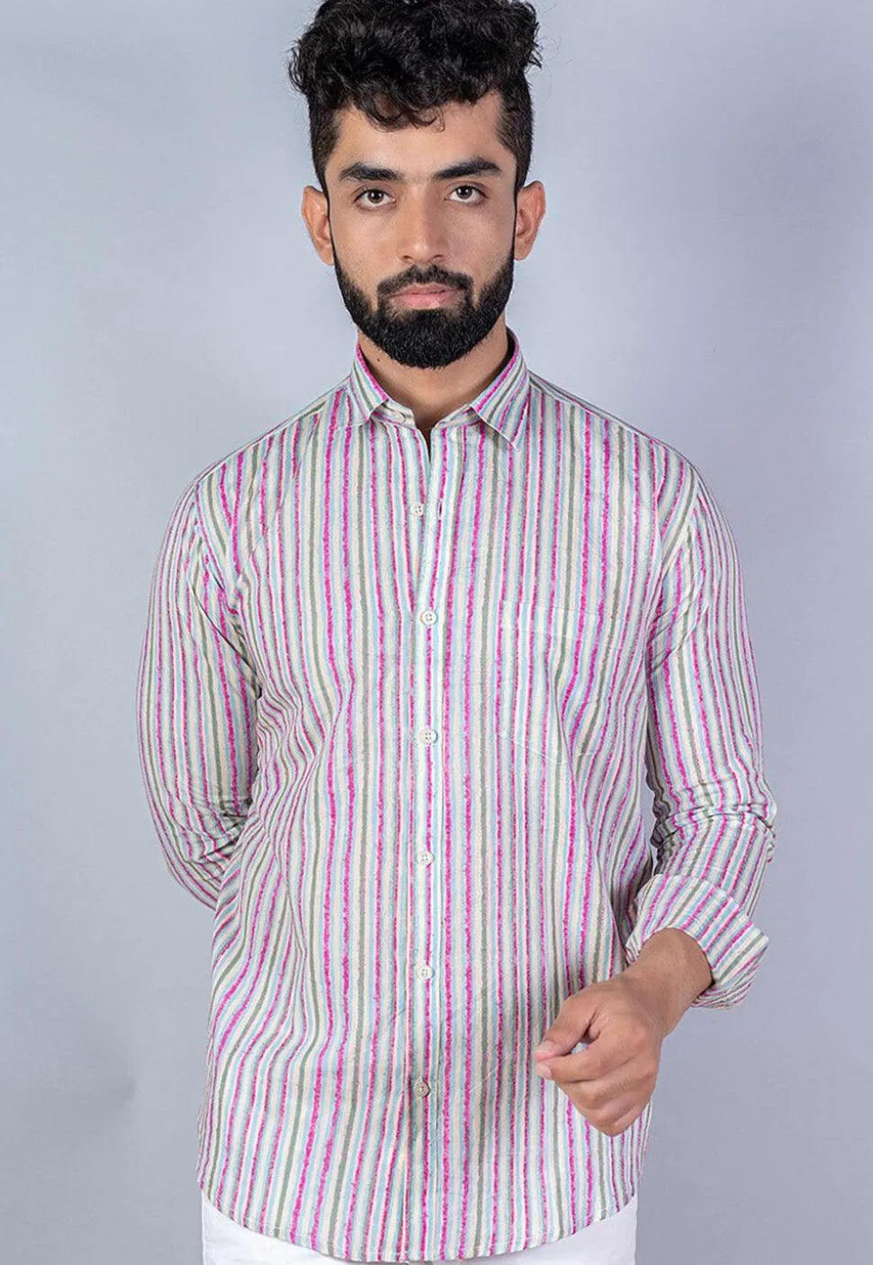 Printed Pure Cotton Shirt in Multicolor