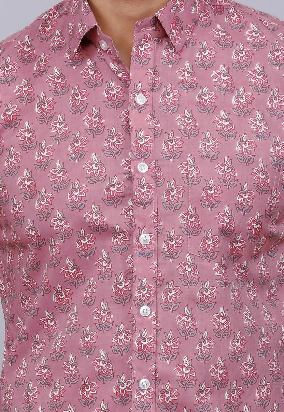 Printed Pure Cotton Shirt in Purple
