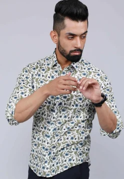 Printed Pure Cotton Shirt in White